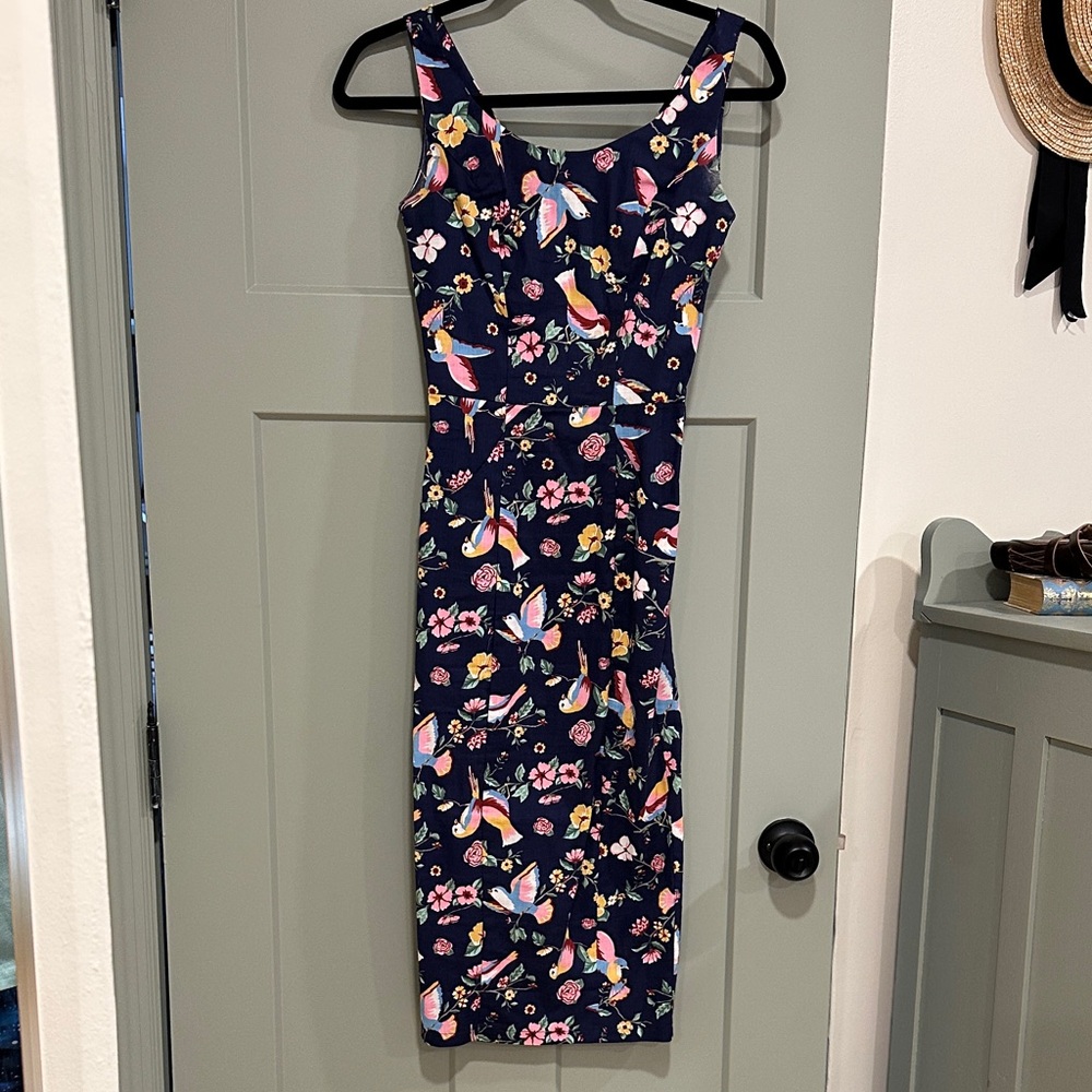 Collectif Navy Floral Midi Dress
